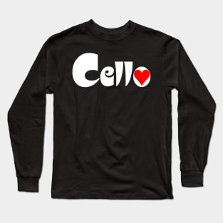 Cello Heart White Text Long Sleeve T-Shirt